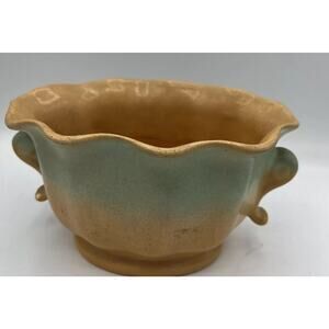 Tan Brown Olive Glazed Bowl With Handles
